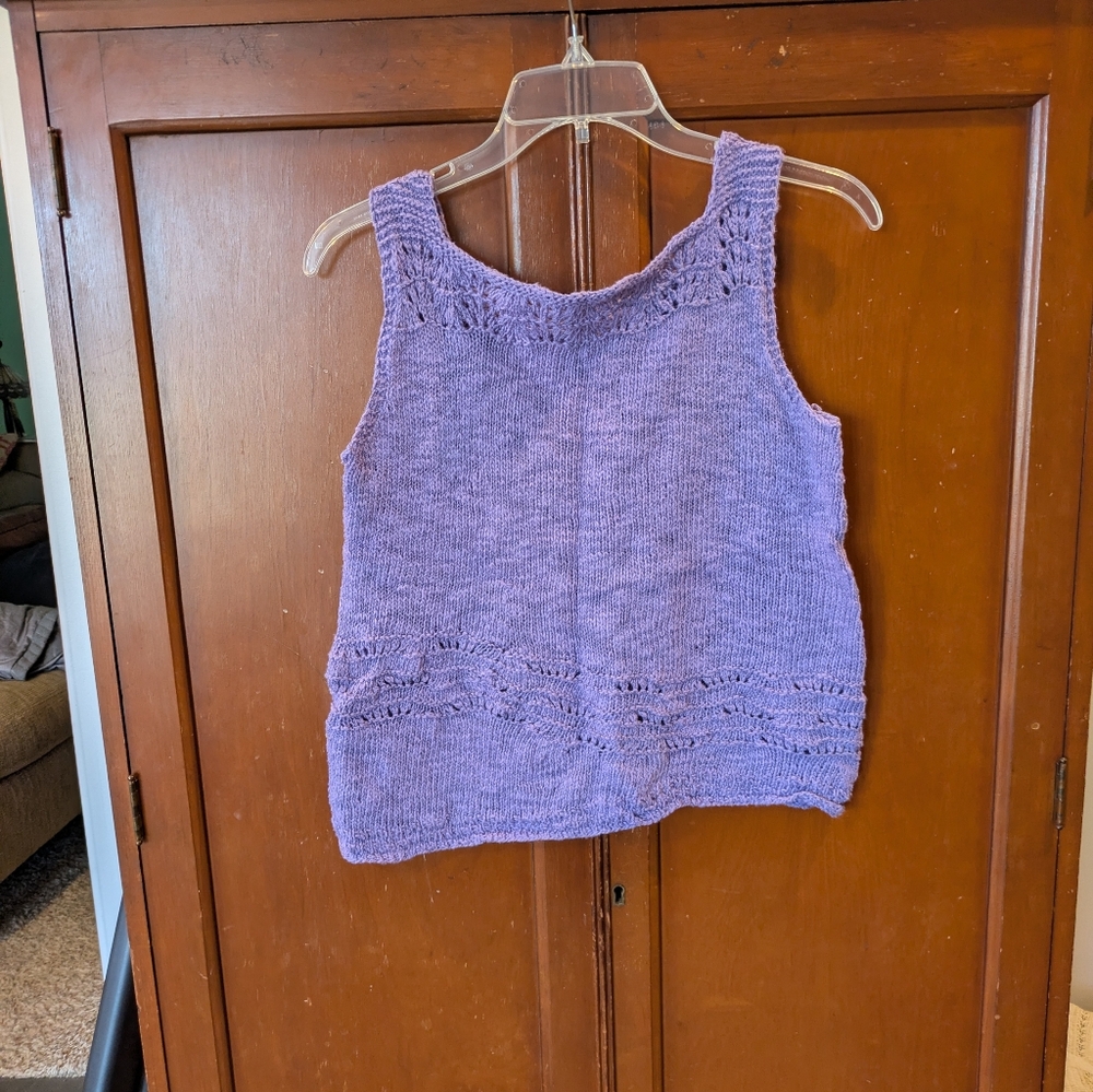 Purple HandKnit Sleeveless Vest Top Whimsigoth Scandi Girl Garden Girl